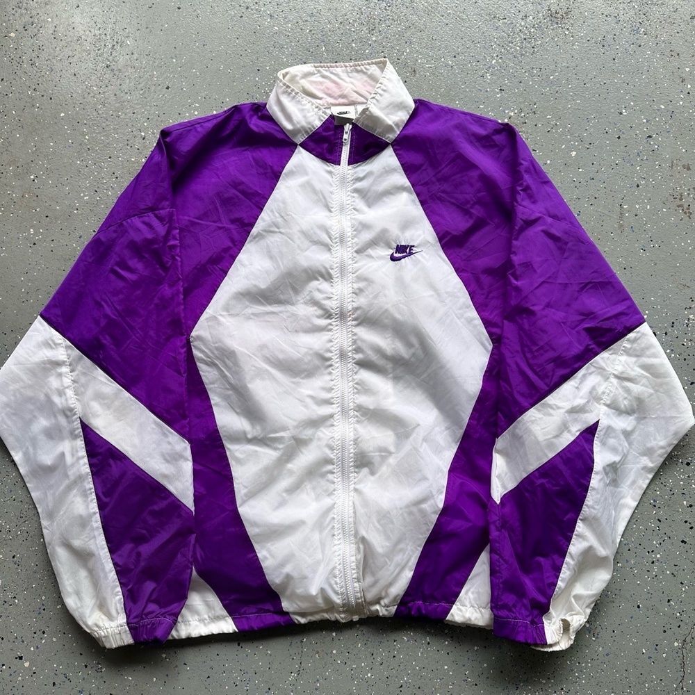 Nike Vintage 90s Windbreaker Track Jacket XXL Purple White Full Zip